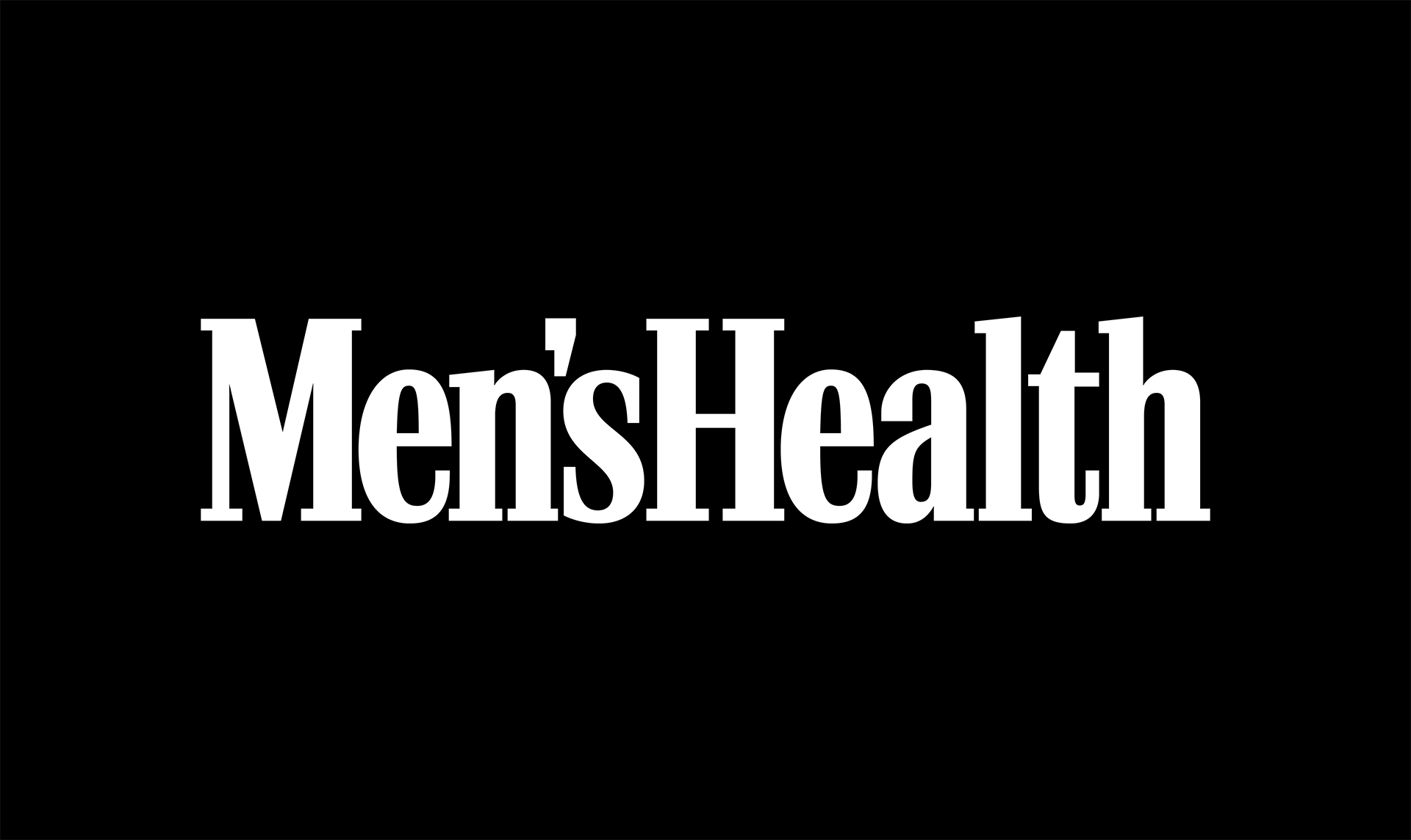 White text spelling "men's health" centered on a black background.