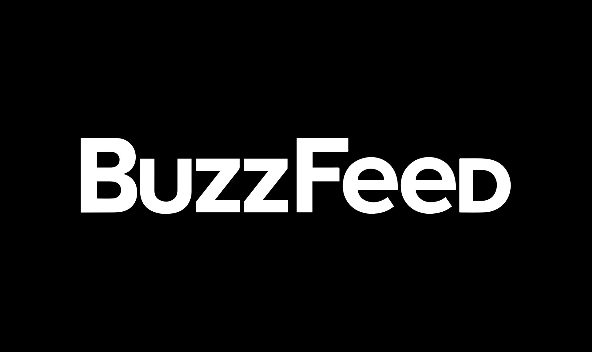 The logo of buzzfeed, featuring bold white letters on a stark black background.