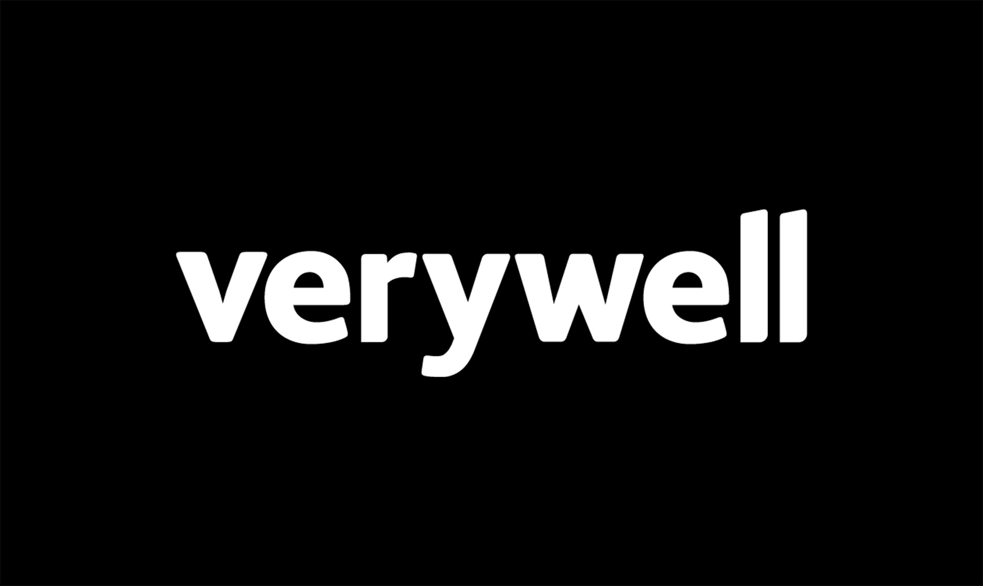 White text spelling "verywell" centered on a black background.