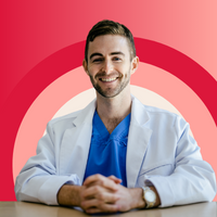 Dr. Jake Goodman on a graphic pink background